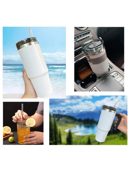 6 Pcs Reusable Straws Stanley Cup Replacement Straws with Cleaning Brush Compatible with Stanley 40 oz Stanley Cups