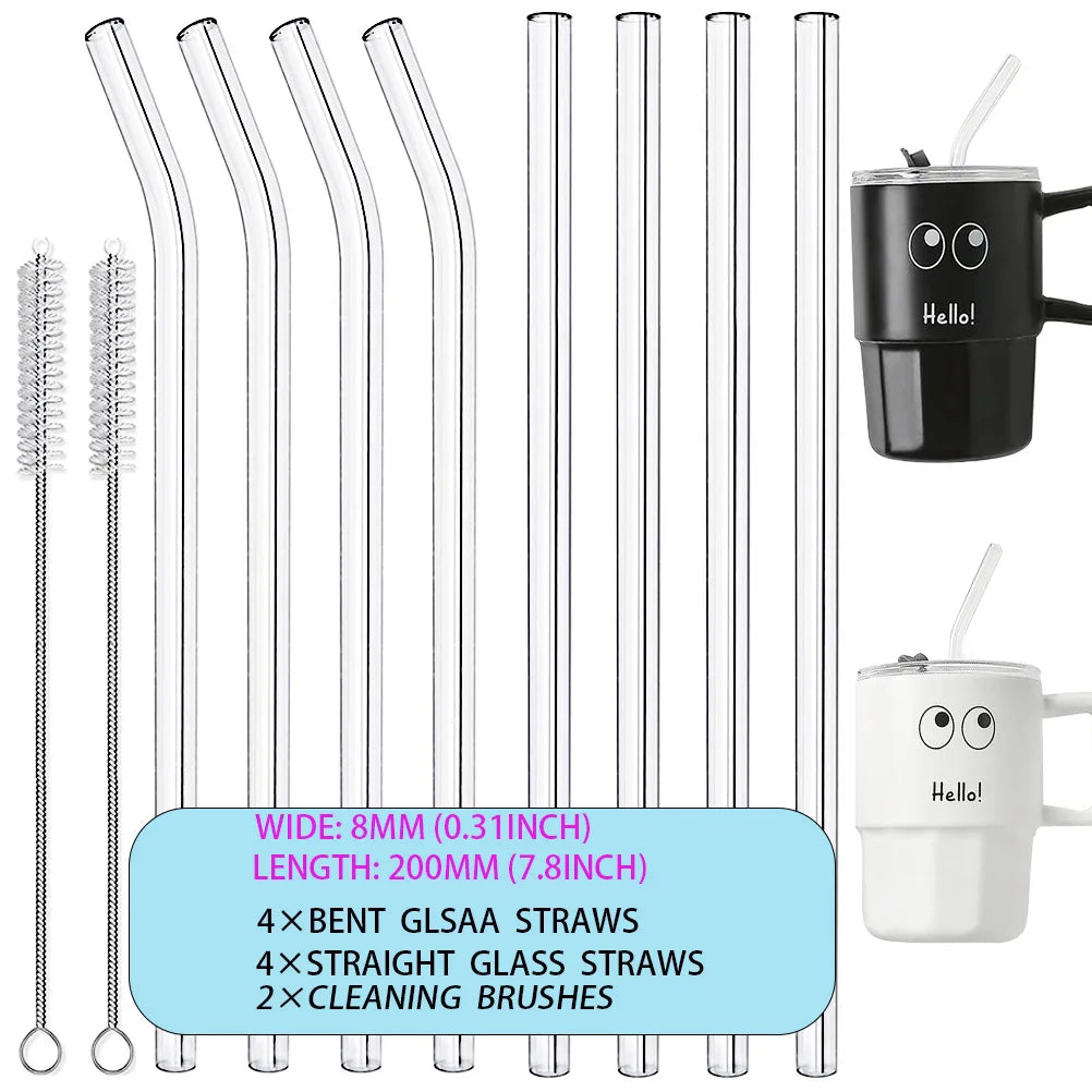 4-8pcs Reusable Straws Set for Stanley Cups 12 Inch Suitable for 20-40oz Cups Comes with Complimentary Cleaning Brushes