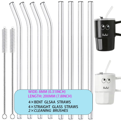 4-8pcs Reusable Straws Set for Stanley Cups 12 Inch Suitable for 20-40oz Cups Comes with Complimentary Cleaning Brushes