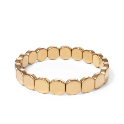 2024 New Design Golden Bracelets For Women Gold Color Hematite Beaded Elastic Bangle Sets Square Shape Beads Accessory
