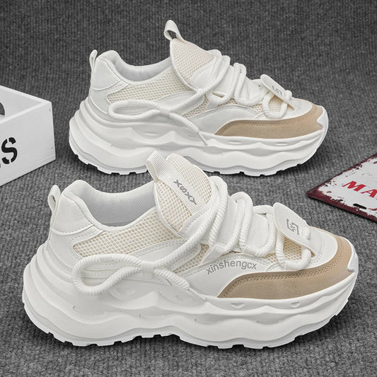 2024 new men comfortable outdoor comfort autumn Korean version of the trend thick sole leisure sports net men shoes Daddy shoes