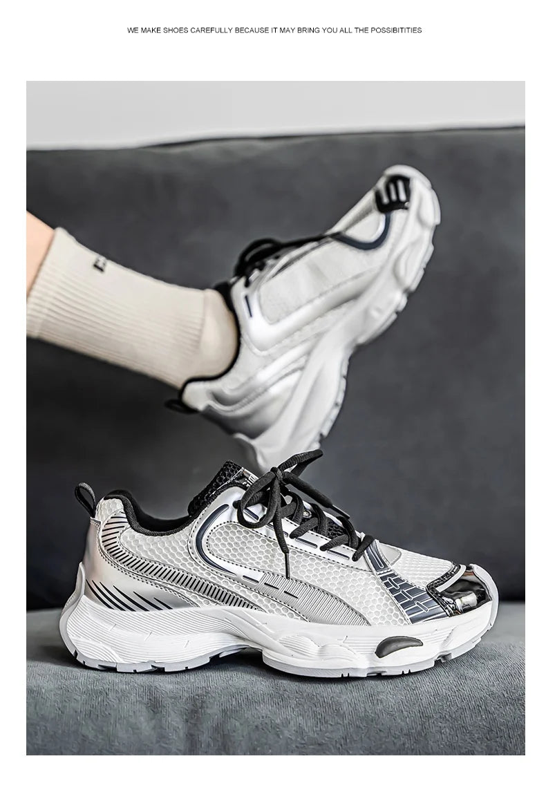 2025 New Autumn and Winter Dad Shoes for Men  Couples Shoes, Thick Soles, Increased Genuine Leather, Breathable, Polis