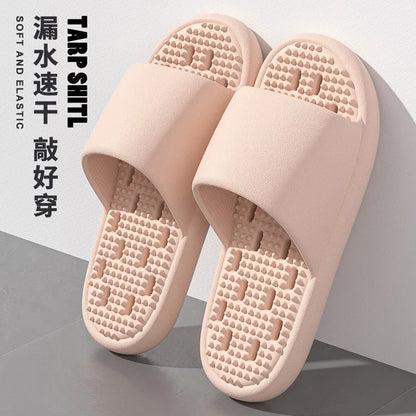 2025New Bathroom slippers for women: Quick-drying, anti-slip, hollowed-out, comfortable to step on, massage for couples, for men - Premium Kiosk