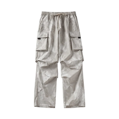Casual Cargo Pants Man's High Waist Drawstring Baggy Pants Fashion High Street Straight Loose Workwear Trousers Trend Streetwear - Premium Kiosk