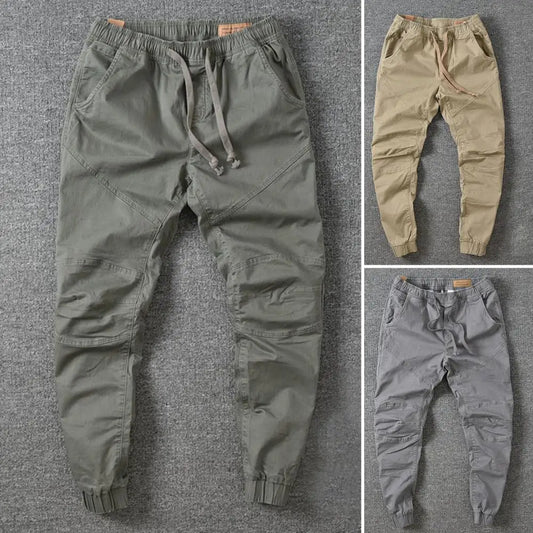 Men's Jeans/Pants High Waist Cargo Pants Solid Color Drawstring Casual Vintage Cropped Trousers Social Clothing for Daily Wear - Premium Kiosk