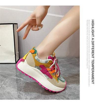 2024 New Colorblock Fashion Dad Shoes for Women Comfortable Sports Casual Shoes