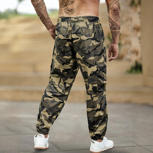 [Trendy Camo Cargo Pants] Camo Cargo Pants - Men's Trendy Casual Regular Fit Trousers With Side Pocket For Outdoor Activities - Premium Kiosk