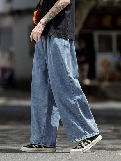 Men Jeans Wide Leg Denim Cargo jean pants Loose Straight Baggy Men's Jeans hip hop Streetwear Skateboard Neutral denim Trousers - Premium Kiosk