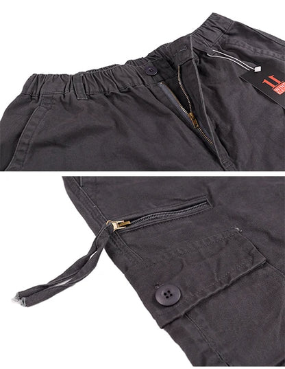 2025 Cargo Pants Men 100% Cotton Multiple Pockets Elastic Waist Casual Trousers Outdoor Hiking Climbing Mountains Men's Pants