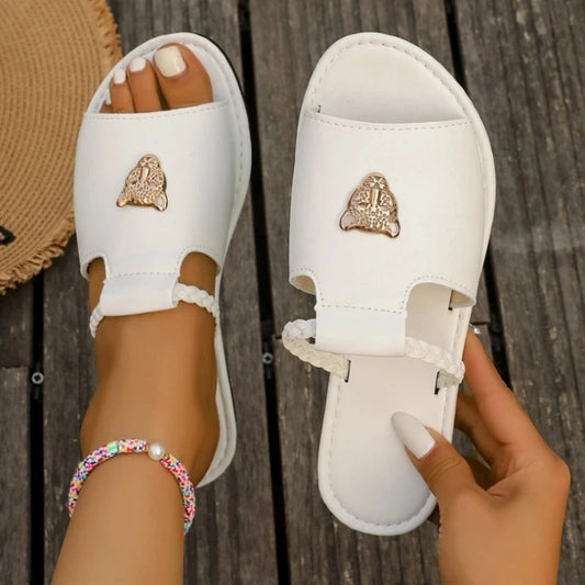 Women Slippers 2025 Summer Fashion Open Toed Shoes for Women Flat Beach Outdoor Luxury Slippers Slides Women Zapatos De Mujer - Premium Kiosk