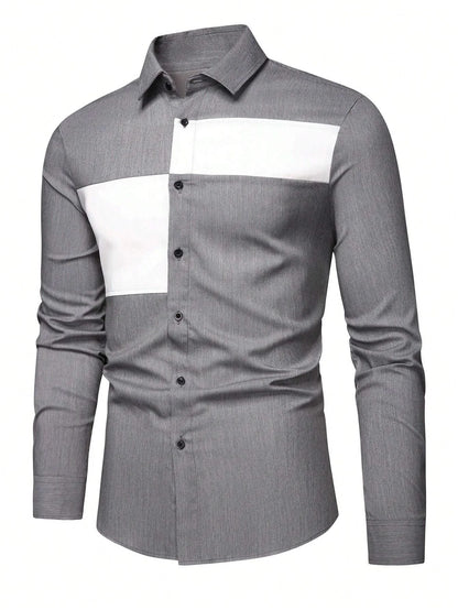 Men's Fashion Classic Business Casual Shirt Street Comfortable Long Sleeve Collar Single breasted Shirt Social Party Men's Shirt