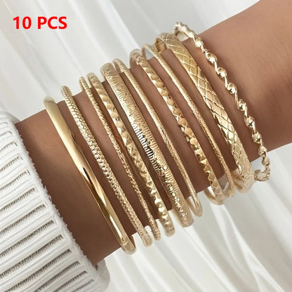 1Set Retro Boho Multi-layer Stacking Bracelets Set For Women Girls Versatile Bracelets Jewelry Accessories Gifts