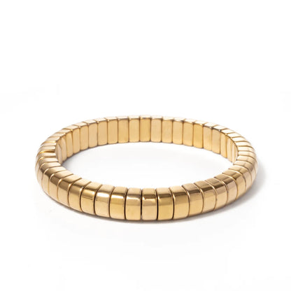 2024 New Design Golden Bracelets For Women Gold Color Hematite Beaded Elastic Bangle Sets Square Shape Beads Accessory