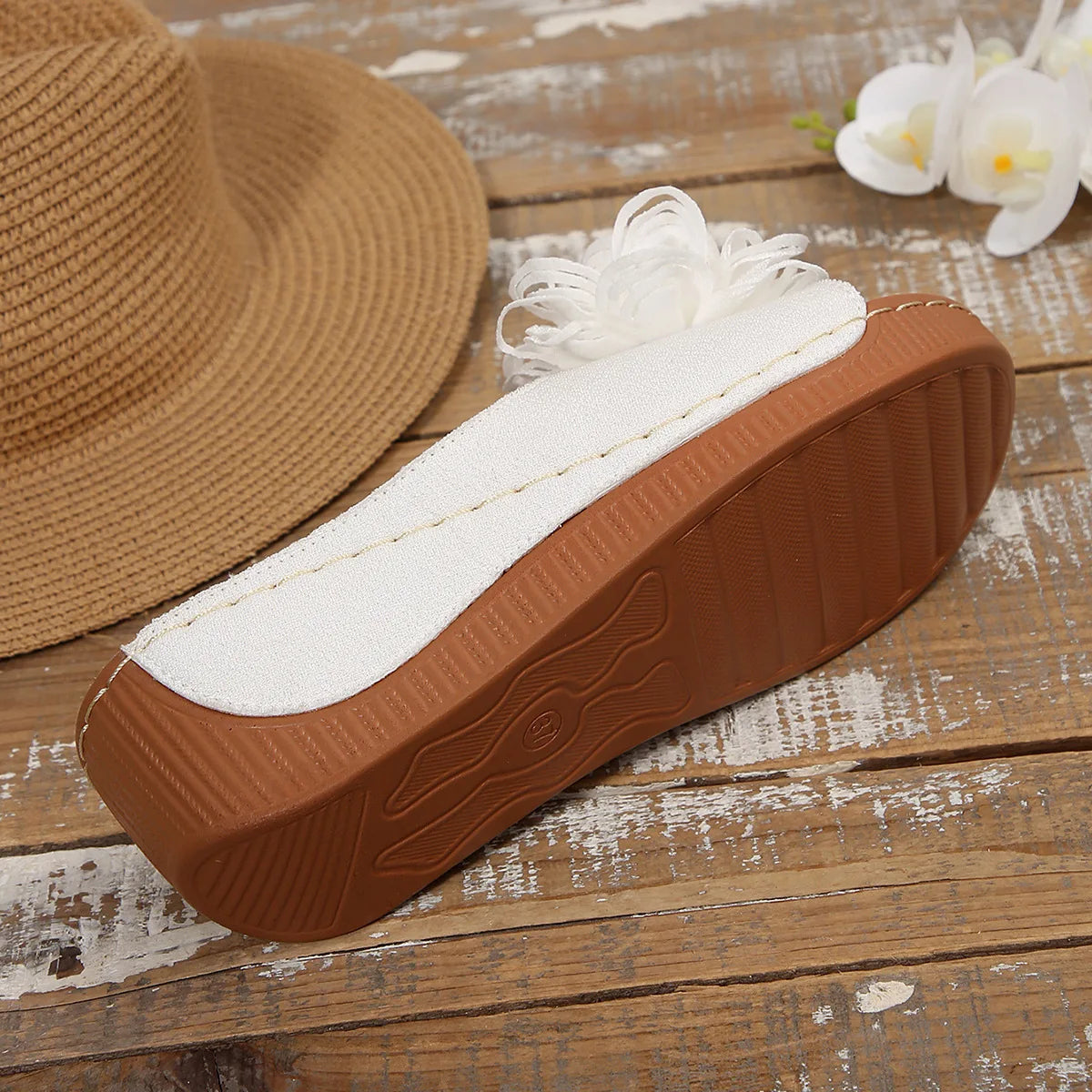 2025 New Women Platform Slippers Slip on Fashion Woman Shoes Summer Sandals Comfortable Flower Wedges Slippers Slides Women - Premium Kiosk
