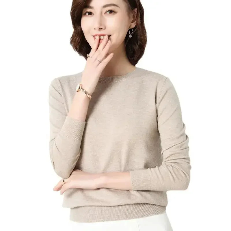 Women Sweaters 2024 O-neck Long Sleeve Autumn Winter Pullovers Fashion Korean Sweaters Bottoming Shirts Slim Knitwear Jumpers