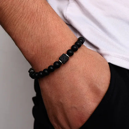 2pcs/set New Magnetic Bracelets and Necklace Set Men Nature Stone Bead Couple Bracelets Set for Women Health Care Help Weight Lo