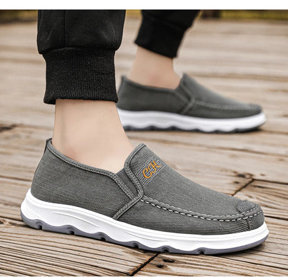 2025 Spring/summer New Style One-piece Dad's Shoes with Soft Sole, Comfortable Flat Bottom Shoes,Canvas Men's Shoes