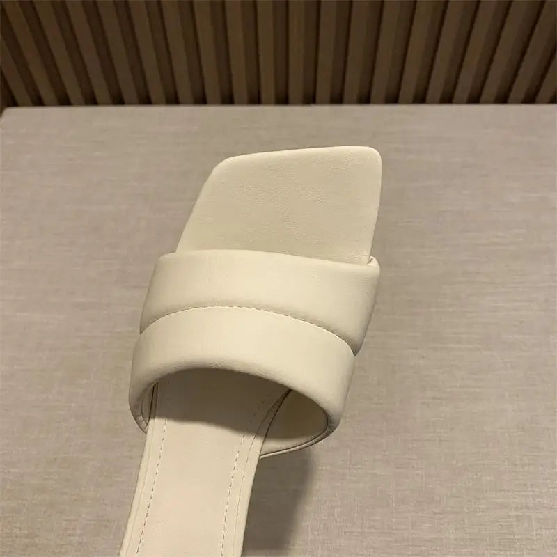 Women's Slippers 2025 New Women's Summer Fashion Open Toe Square Flip-Flops Women's High Heel Sandals for Women - Premium Kiosk