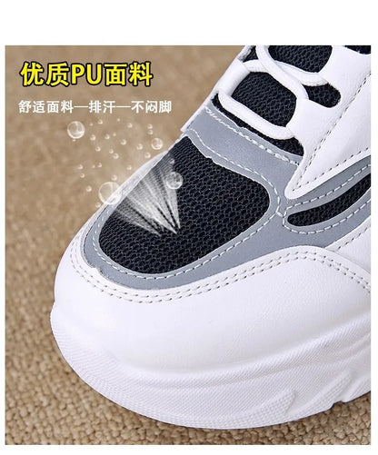 2025 new fashion dad shoes, trendy shoes, thick-soled, versatile, height-increasing, casual sports white shoes