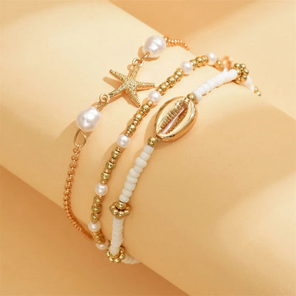 3pcs/set Bohemian Shell Foot Chain Starfish Anklets Sets For Women Gold Color Ankle Bracelet Beach Jewelry Summer Accessories