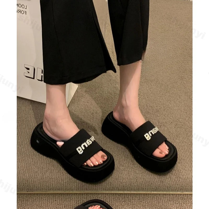 Women's Slippers 2025 New Fashion Comfortable Platform Sandals Concise Outdoor Women‘s Closed Toe Beach Muje Summer Shoes - Premium Kiosk
