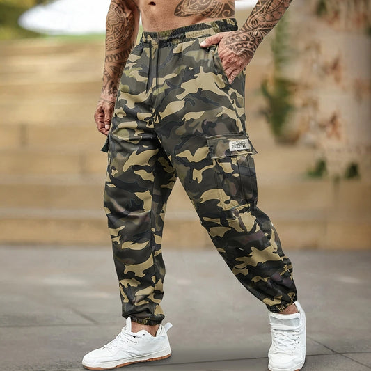 [Trendy Camo Cargo Pants] Camo Cargo Pants - Men's Trendy Casual Regular Fit Trousers With Side Pocket For Outdoor Activities - Premium Kiosk