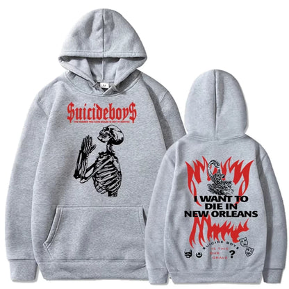 2025 new 2D hoodie Suicide boy Wearing a hood, I want to die in New Orleans, super fashionable hoodie Fashion Trends man