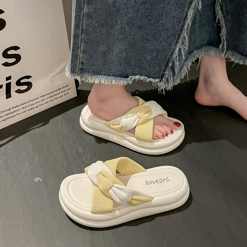 Women's Slippers Fashion Spring and Summer Outdoor Color-blocking Fashion, Versatile and Trendy Brand Flat Anti-slip Sandals - Premium Kiosk