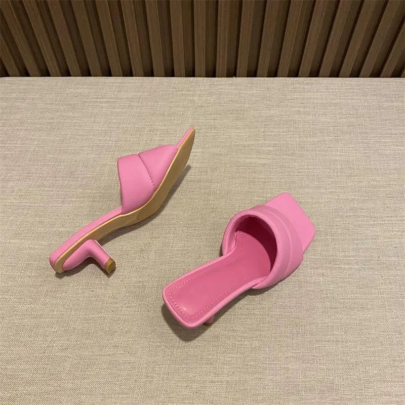 Women's Slippers 2025 New Women's Summer Fashion Open Toe Square Flip-Flops Women's High Heel Sandals for Women - Premium Kiosk