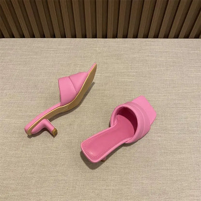 Women's Slippers 2025 New Women's Summer Fashion Open Toe Square Flip-Flops Women's High Heel Sandals for Women - Premium Kiosk