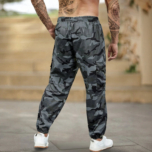 [Trendy Camo Cargo Pants] Camo Cargo Pants - Men's Trendy Casual Regular Fit Trousers With Side Pocket For Outdoor Activities