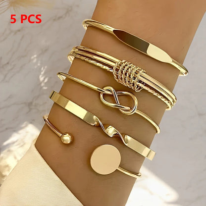 1Set Retro Boho Multi-layer Stacking Bracelets Set For Women Girls Versatile Bracelets Jewelry Accessories Gifts