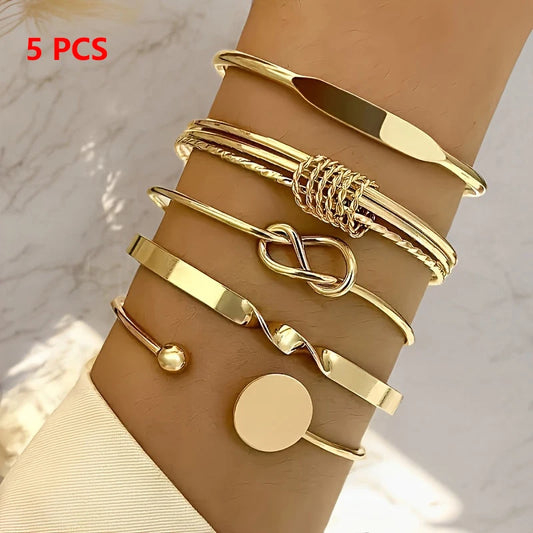 1Set Retro Boho Multi-layer Stacking Bracelets Set For Women Girls Versatile Bracelets Jewelry Accessories Gifts