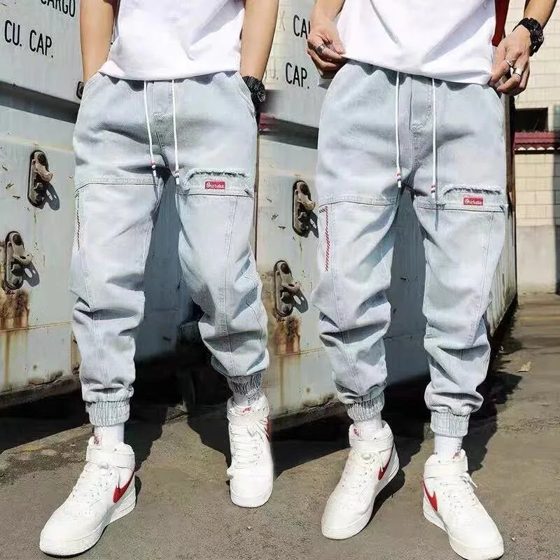 2025 New Streetwear Hip Hop Cargo Pants Men's jeans Cargo Pants Elastic Harun pants Joggers Pants In Autumn and Spring Men Cloth - Premium Kiosk