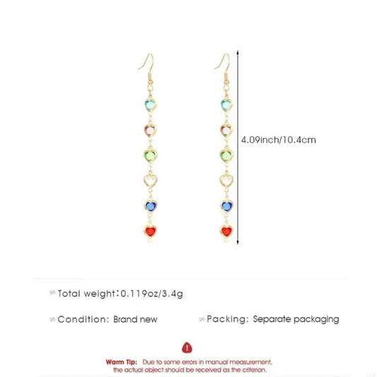 2025 New Trendy Long Earrings Featuring Colorful Geometric Shapes and Artificial GemsDangle Ear Hook for a Standout Look