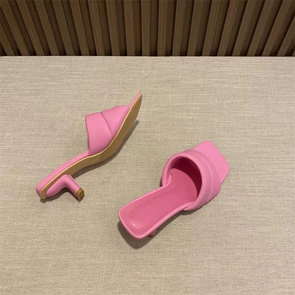 Women's Slippers New  Women's Summer Wear Fashion Open-toed Square Flip-flops Women's High Heels Sandals Women zapatos de mujer