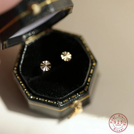 925 Sterling Silver Plating 14K Gold Exquisite Pattern Circle Earrings for Women  Fashion Versatile Minimalist Jewelry