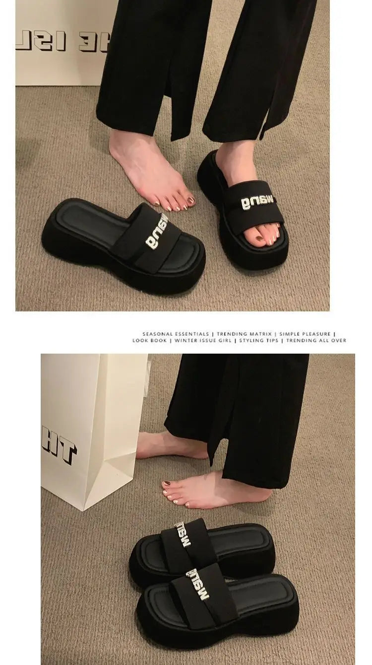 Women's Slippers 2025 New Fashion Comfortable Platform Sandals Concise Outdoor Women‘s Closed Toe Beach Muje Summer Shoes - Premium Kiosk
