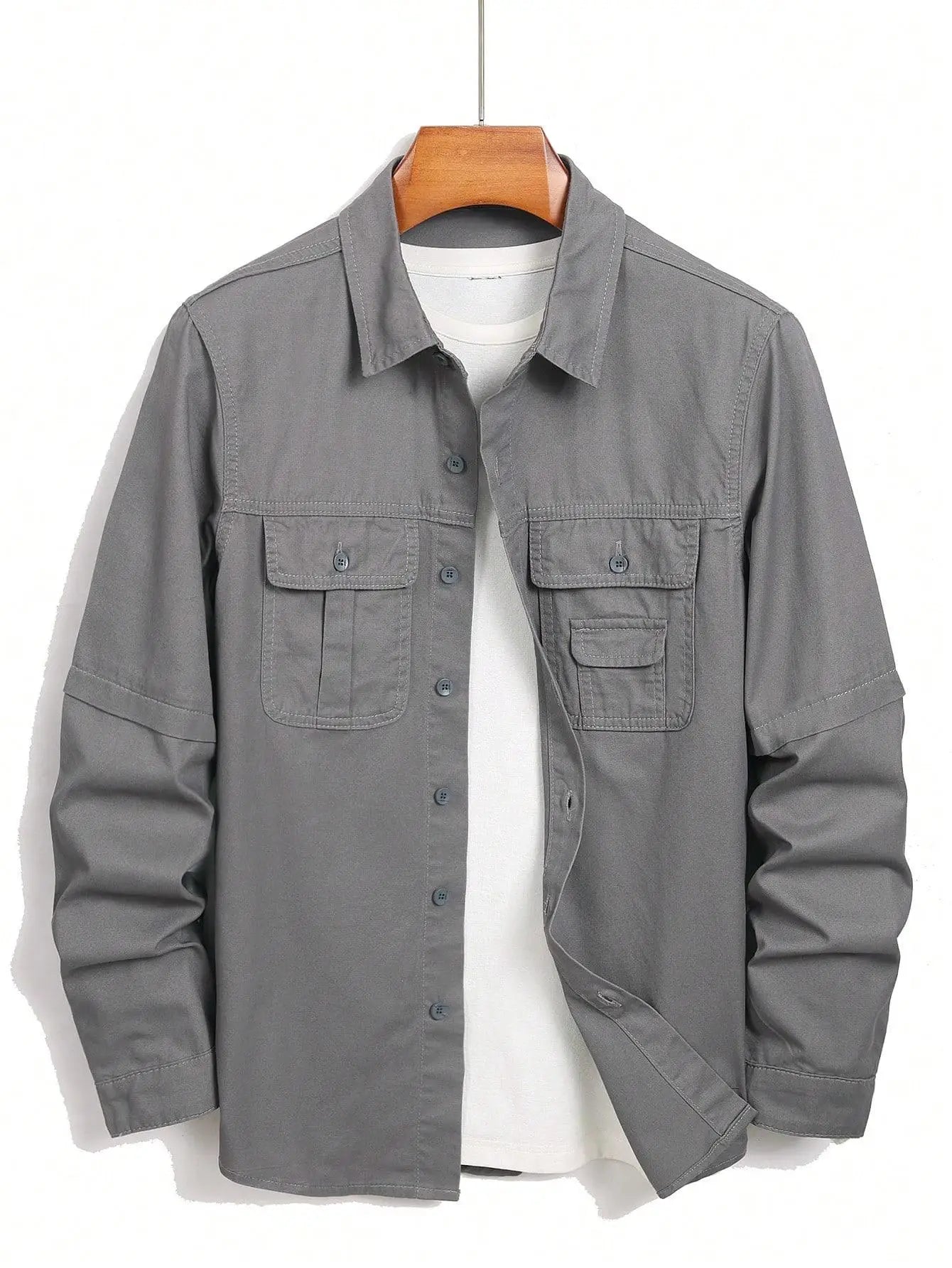 Men's workwear - style shirt for spring and autumn. Tailored fit. For daily casual wear. Trendy and minimalist.