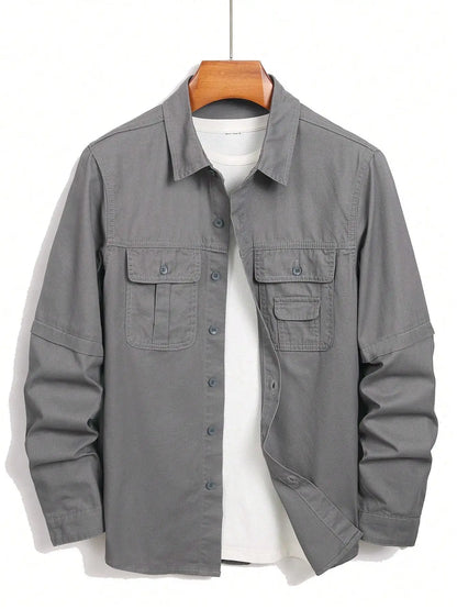 Men's workwear - style shirt for spring and autumn. Tailored fit. For daily casual wear. Trendy and minimalist.