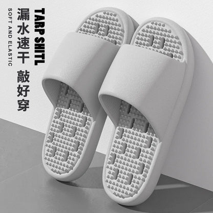 2025New Bathroom slippers for women: Quick-drying, anti-slip, hollowed-out, comfortable to step on, massage for couples, for men - Premium Kiosk