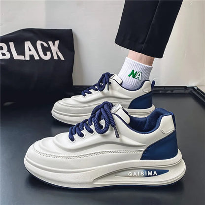 2024 New Four Seasons Leisure Sports Leather Men's Daddy Shoes Fashion Comfortable Sports Leisure Shoes Thick Sole Sneakers