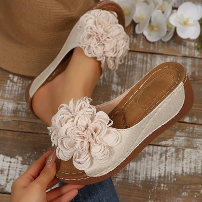 2025 New Women Platform Slippers Slip on Fashion Woman Shoes Summer Sandals Comfortable Flower Wedges Slippers Slides Women - Premium Kiosk
