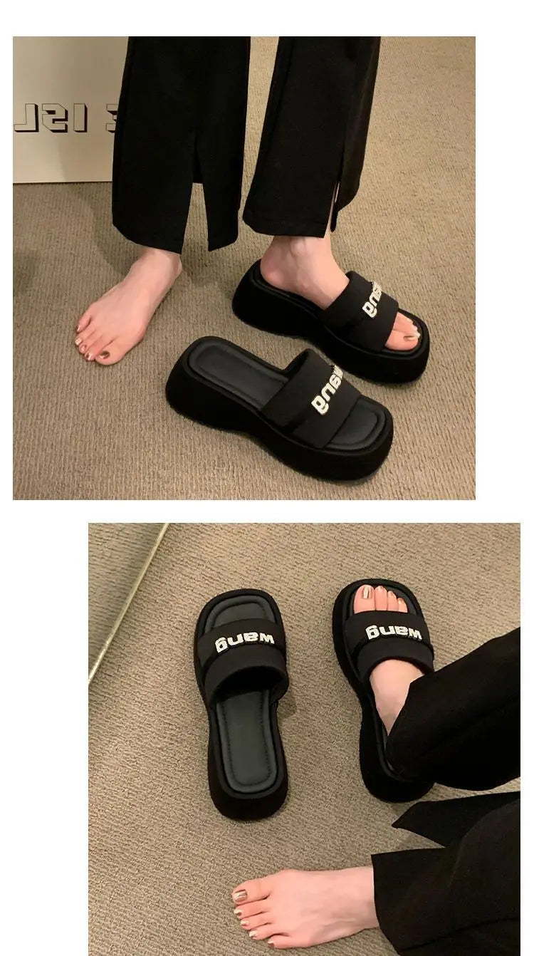 Women's Slippers 2025 New Fashion Comfortable Platform Sandals Concise Outdoor Women‘s Closed Toe Beach Muje Summer Shoes - Premium Kiosk