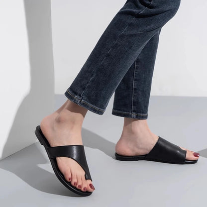 Women Slippers New Summer Fashion Flip Flops Comfortable and Versatile Low Heeled Wear Resistant Beach Beige Slippers - Premium Kiosk