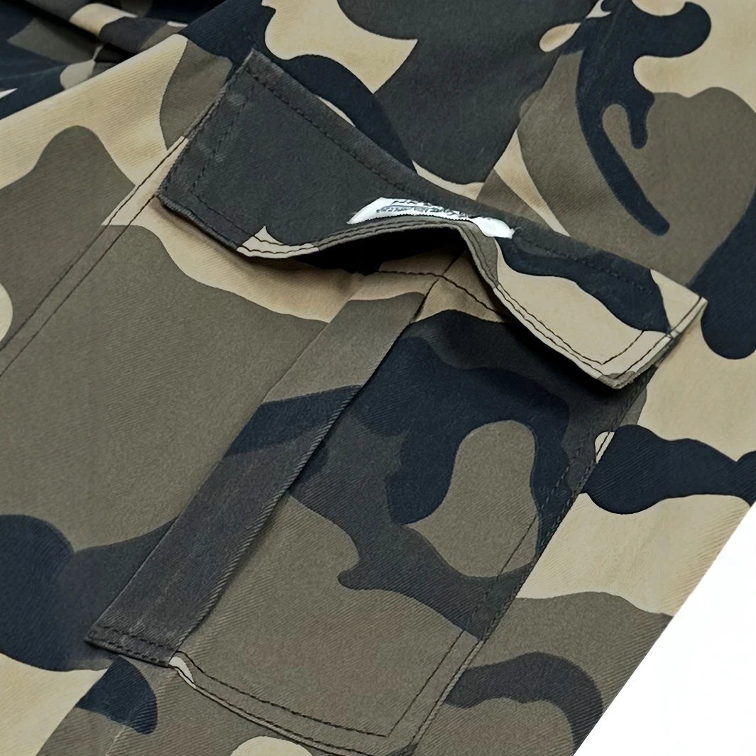 [Trendy Camo Cargo Pants] Camo Cargo Pants - Men's Trendy Casual Regular Fit Trousers With Side Pocket For Outdoor Activities - Premium Kiosk