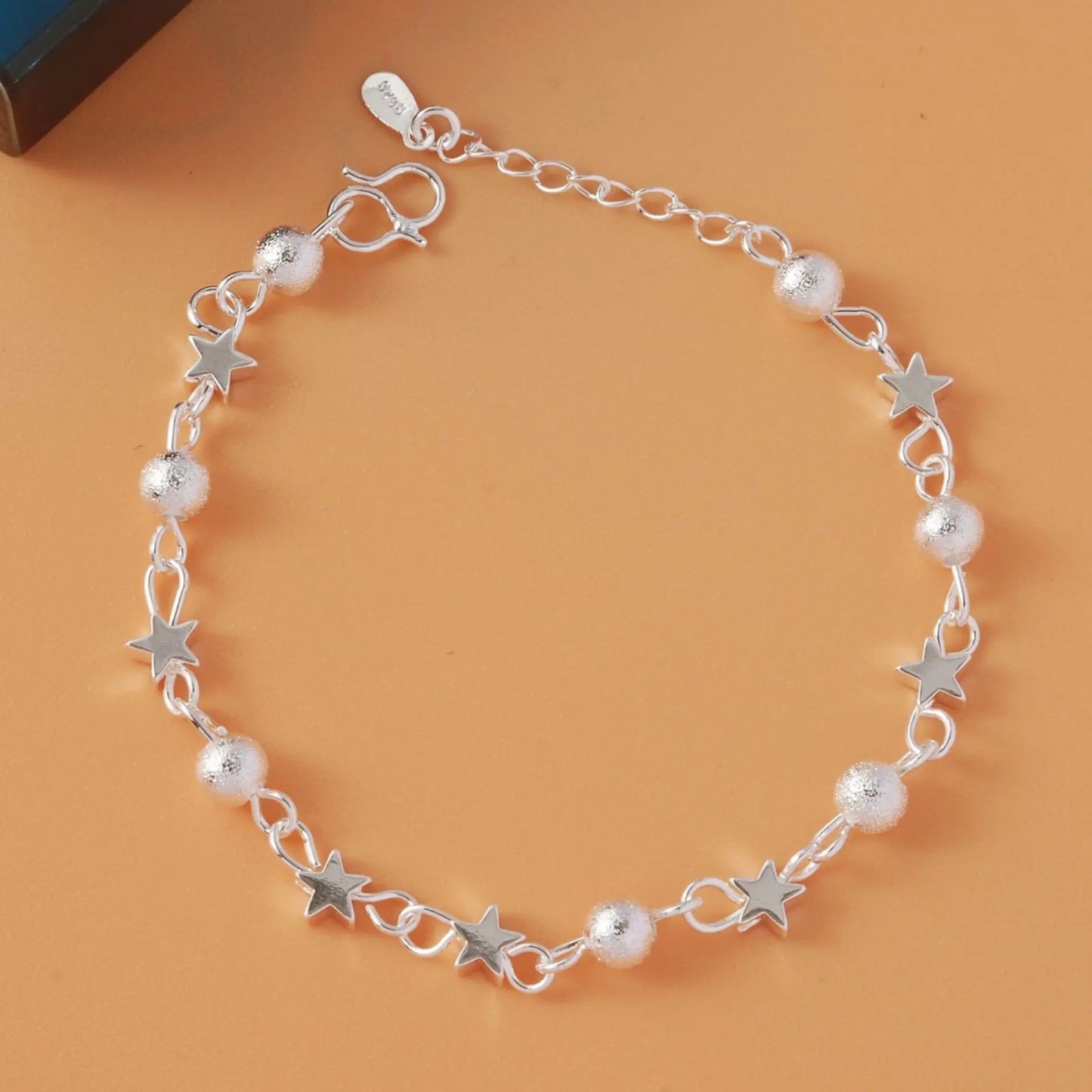 100% Solid 925 Sterling Silver Metal Bracelets for Women Men Adjustable Beads Handmade Simple Birthday Christmas Gift