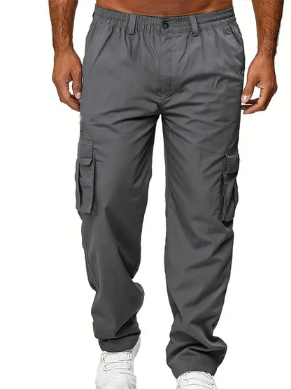 Men's Cargo Pants Sweatpants Outdoor Loose Straight Long Trousers Summer Casual Multi-Pocket Durable Workwear Male Trousers - Premium Kiosk