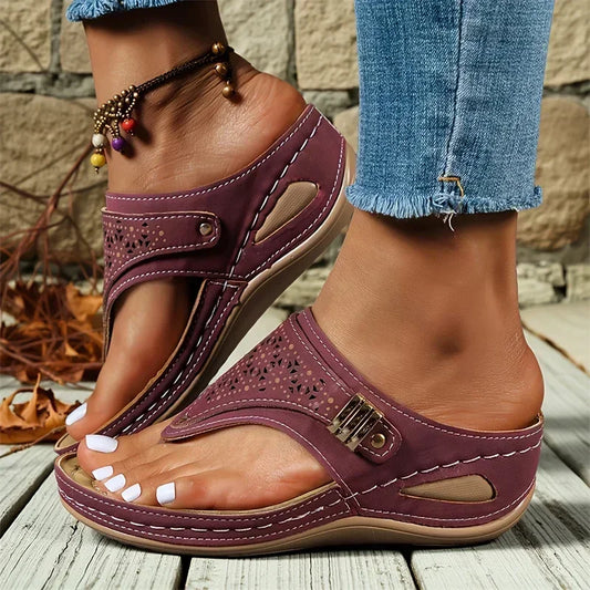 Woman Slippers 2025 New Wedge Sandals Flip Flops Non-Slip Soft Platform Shoes Lightweight Orthopedic Slippers Slides Women