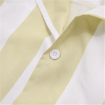 Men's striped casual shirt, summer beach casual loose-fitting short-sleeved shirt, summer daily commuting style travel shirt